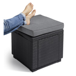 Pouf avec rangement intégré et coussin 42 x 42 x 39 cm ALLIBERT