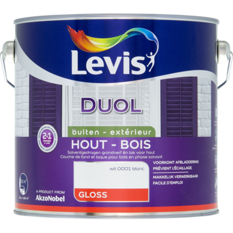 Laque pour bois Duol blanche brillante 2,5 L LEVIS