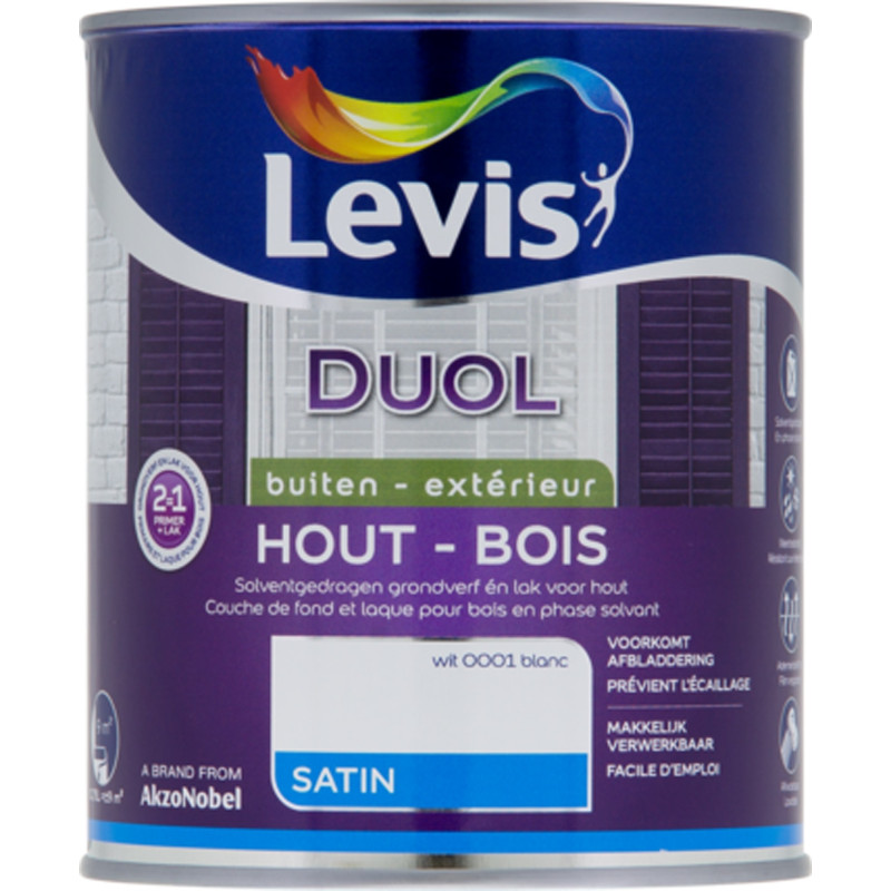 Laque pour bois Duol blanche satinée 0,75 L LEVIS