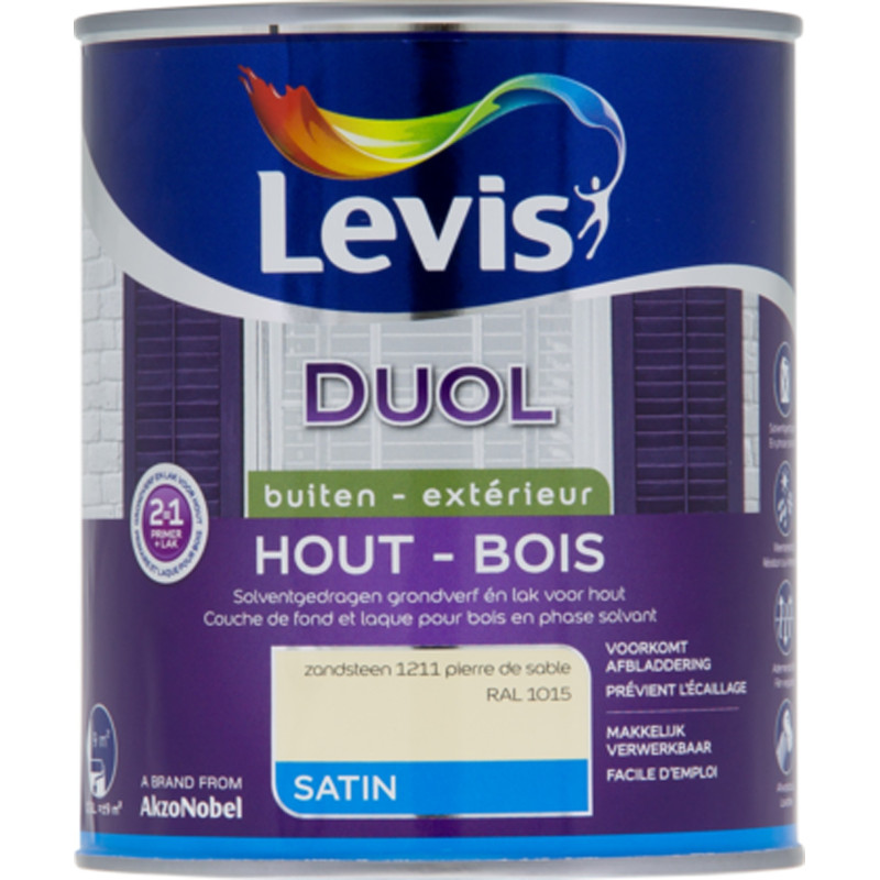 Laque pour bois Duol pierre de sable satinée 0,75 L LEVIS