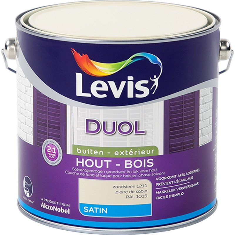 Laque pour bois Duol pierre de sable satinée 2,5 L LEVIS