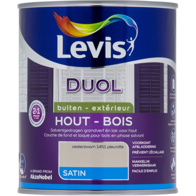 Laque pour bois Duol pleurote satinée 0,75 L LEVIS