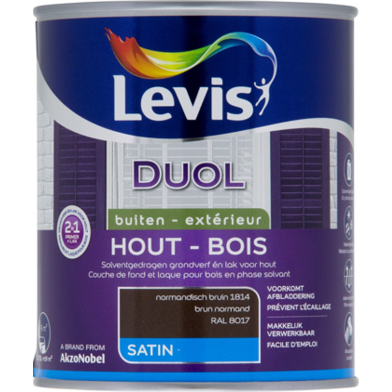 Laque pour bois Duol brun normand satinée 0,75 L LEVIS