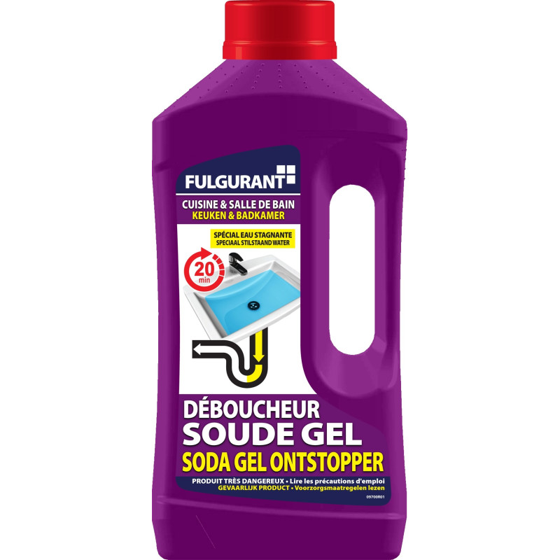 Déboucheur soude en gel pour canalisation cuisine et salle de bain 0,9 L FULGURANT SANITAIRE