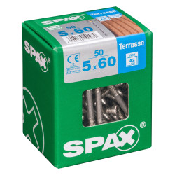 Vis pour terrasse grises 5 x 60 mm 50 pièces – Fixation durable | SPAX