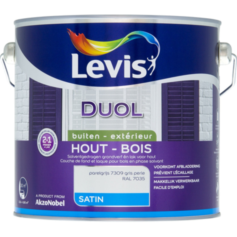 Laque pour bois Duol gris perle satinée 2,5 L LEVIS