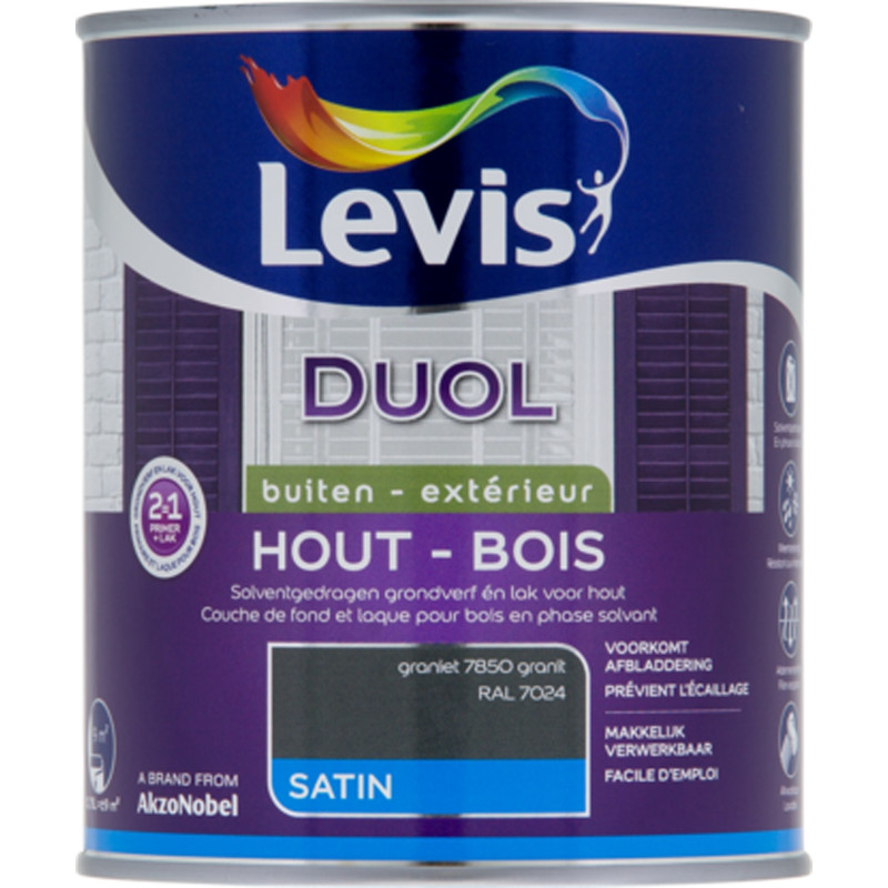 Laque pour bois Duol granit satinée 0,75 L LEVIS