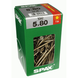 Vis Universelle Torx SPAX 5x80mm – Lot 150 pièces | SPAX