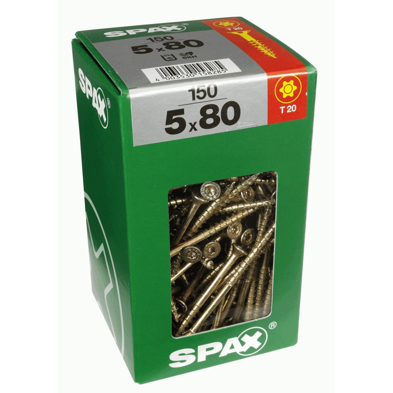 Vis universelle Torx 5 x 80 mm 150 pièces SPAX