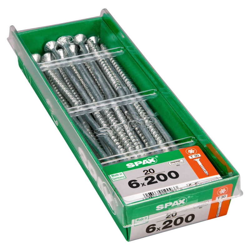 Vis universelle Torx 6 x 200 mm 20 pièces SPAX