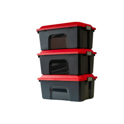 Malle de rangement Locker rouge et noir 20 L 3 pièces