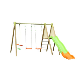 Portique en bois et métal avec toboggan 2,30 m AMCA