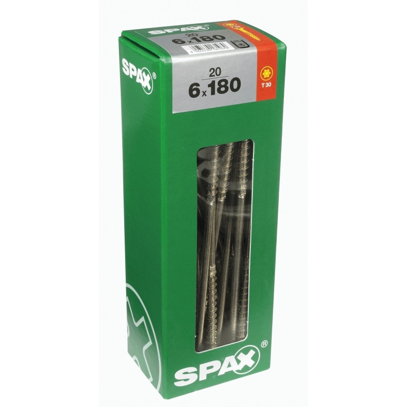 Vis universelle Torx 6 x 180 mm 20 pièces SPAX