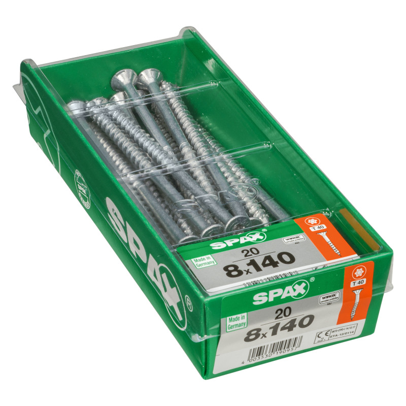 Vis universelle Torx 8 x 140 mm 20 pièces SPAX