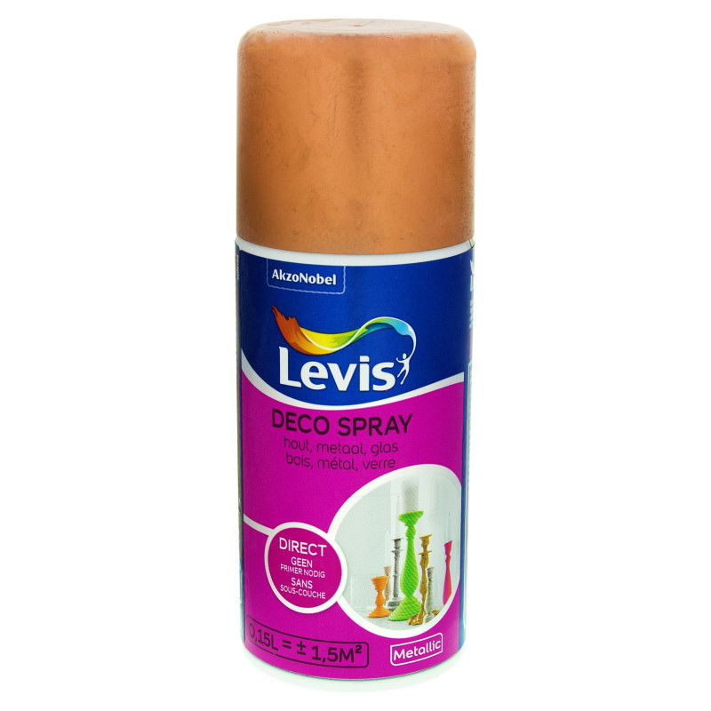 Laque Déco Spray cuivre métallique 0,15 L LEVIS