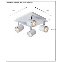 Spot LED Rilou Dimmable GU10 4 x 4,5 W Blanc chaud | LUCIDE Spot LED Rilou Dimmable GU10 4 x 4,5 W Blanc chaud | LUCIDE