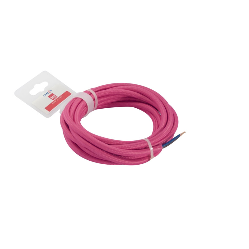 Câble textile HO3VV-F 2 x 0,75 m² rose 3 m CHACON