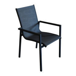 Fauteuil de jardin empilable en aluminium anthracite