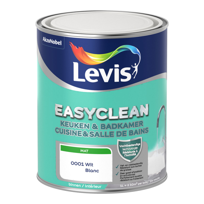 Peinture Easyclean Cuisine & Salle de bains blanche mate 1 L LEVIS