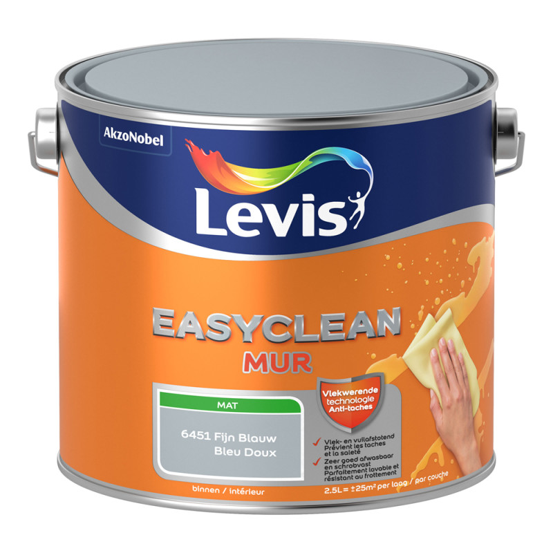 Peinture Easyclean Mur bleu doux mate 2,5 L LEVIS