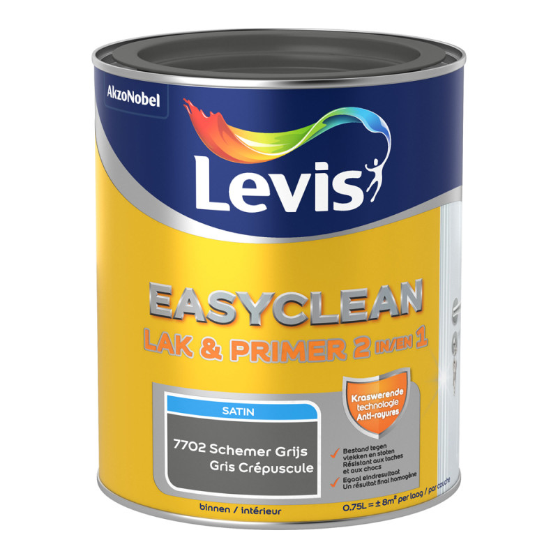 Laque Easyclean gris crépuscule satinée 0,75 L LEVIS