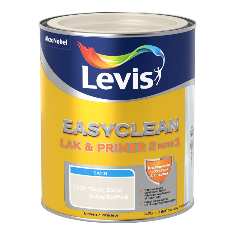 Laque Easyclean sable raffiné satinée 0,75 L LEVIS