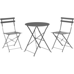 Ensemble bistro anthracite en métal