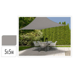 Toile d'ombrage grise carrée 5 x 5 m