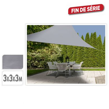 Toile d'ombrage gris clair triangulaire 3 x 3 x 3 m