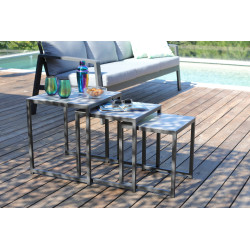 Table basse gigogne grise 3 pièces Table basse gigogne grise 3 pièces