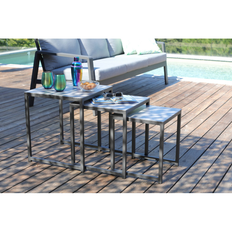 Table basse gigogne grise 3 pièces Table basse gigogne grise 3 pièces