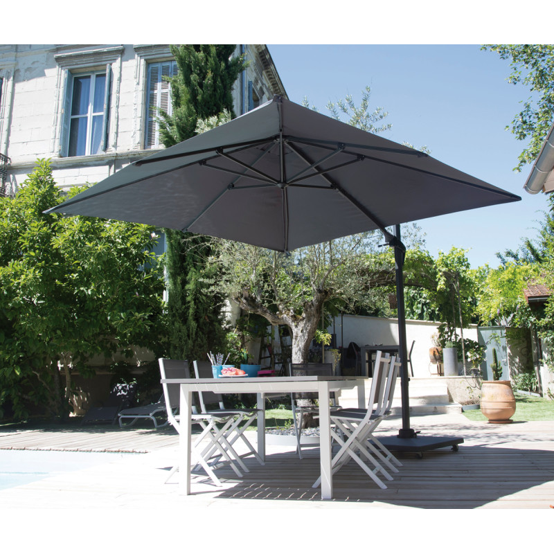 Parasol déporté inclinable Roma 300 x 300 cm gris Parasol déporté inclinable Roma 300 x 300 cm gris