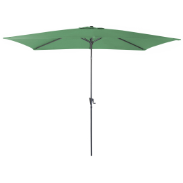 Parasol droit inclinable vert avec manivelle 300 x 200 cm
