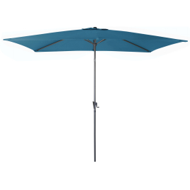 Parasol droit inclinable bleu avec manivelle 300 x 200 cm