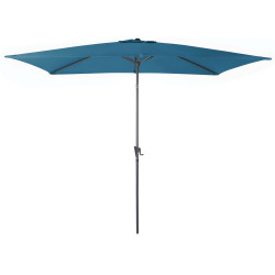 Parasol droit inclinable bleu avec manivelle 300 x 200 cm