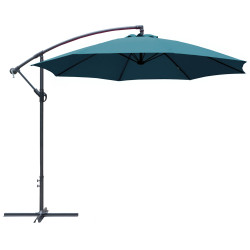 Parasol déporté inclinable avec manivelle Ø 300 cm bleu