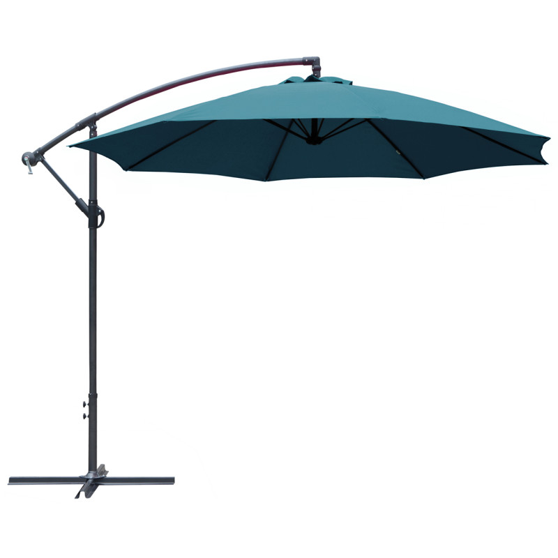 Parasol déporté inclinable avec manivelle Ø 300 cm bleu