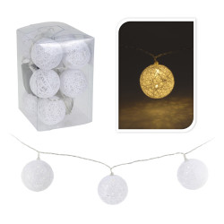 Guirlande Noël LED Raffia Blanche – Ambiance Festive 6 cm