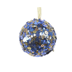 Boule de Noël pailletée bleu nuit Ø 8 cm – Déco festive