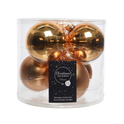 Boule de Noël Verre Doré 8cm – Lot de 6 | DECORIS
