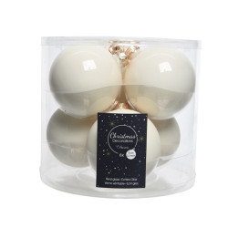 Boule de Noël Verre Blanc Laine Ø 8cm 6pcs – Déco Festive | DECORIS