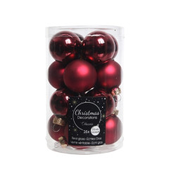 Boule de Noël Verre Bordeaux 3,5cm – Lot de 16 pièces