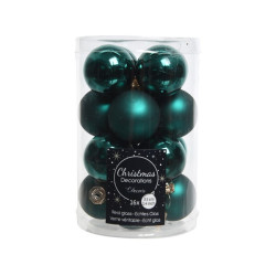 Boule de Noël Verre Vert Émeraude 3,5cm – Lot 16 Pièces | DECORIS