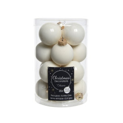 Boule de Noël Verre Blanc Laine 3,5cm – Lot 16 Pièces | DECORIS