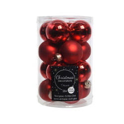 Boules de Noël rouges en verre 3,5 cm – lot de 16 pièces | DECORIS