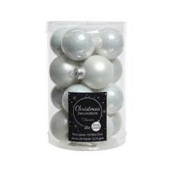 Boule de Noël en verre blanc Hiver 3,5 cm, 16 pièces – Déco festive | DECORIS