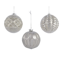 Boule de Noël Verre Argenté – Déco Chic | DECORIS