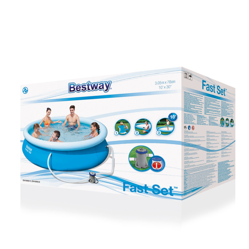 Piscine Fast Set Pool avec filtre Ø 3,05 x 0,76 m BESTWAY Piscine Fast Set Pool avec filtre Ø 3,05 x 0,76 m BESTWAY
