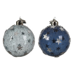 Boule de Noël Verre Givré Étoiles 3pcs – Déco Festive | DECORIS