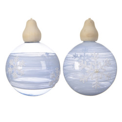 Boule de Noël Verre Givré Flocons Ø 8cm – Lot 3 Pièces